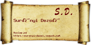 Surányi Dezső névjegykártya